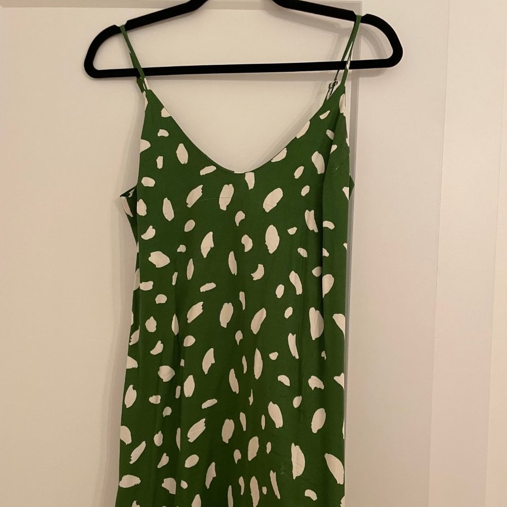 Green reformation mini dress, size small